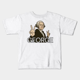 GEORGE Washington Portrait Holding Peace Signs Kids T-Shirt